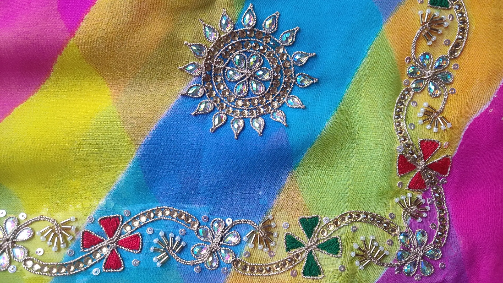 Colorful embroidered saree